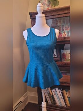 NWOT Eclipse Sleeveless Teal Peplum Dress Top - Women